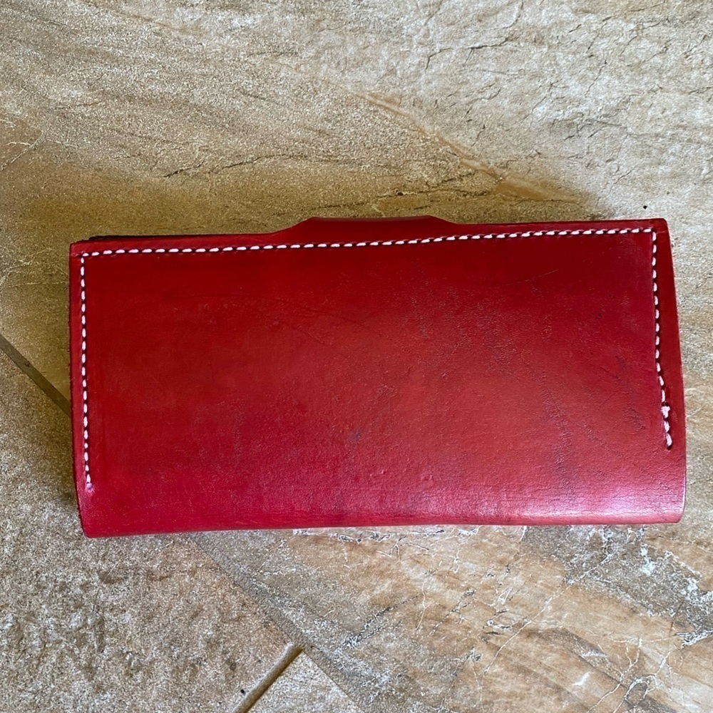 Handmade Red Leather Wallet - Picture 2 of 9